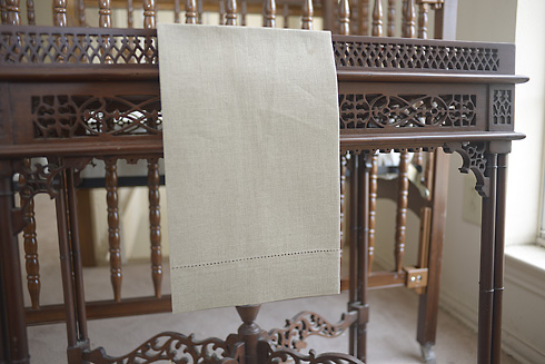 Flax Linen Hemsttich Guest Towels. 14" x 22". Linen Fabrics